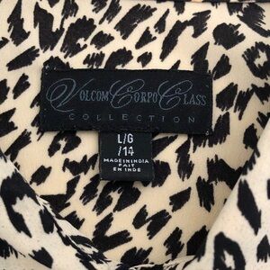 Volcom Black and Cream Animal Print Blouse